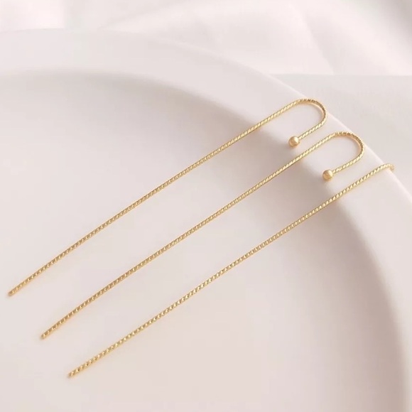 Ear Needle Wrap Crawler Hook Surround Auricle Stud Copper Piercing gold Earring - Picture 9 of 9
